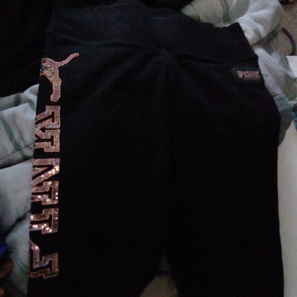 Pink rose gold sequin yoga pants